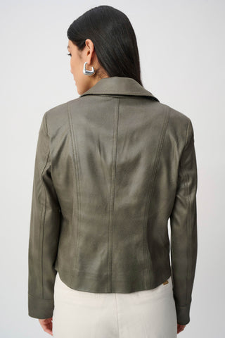 Foiled Faux Suede Fitted Jacket