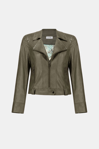 Foiled Faux Suede Fitted Jacket