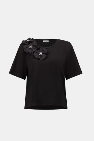 Rayon And Nylon T-Shirt With Memory Flower Detail