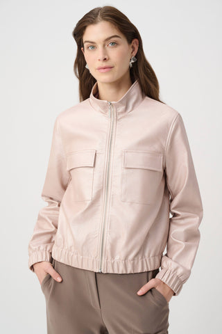 Metallic Leatherette Bomber Jacket