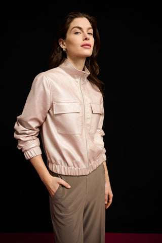 Metallic Leatherette Bomber Jacket