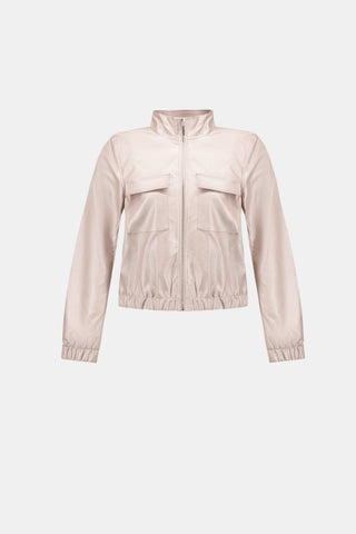 Metallic Leatherette Bomber Jacket