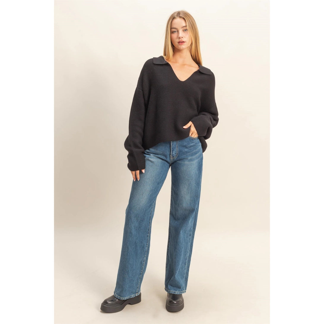 Textured Collared Pullover