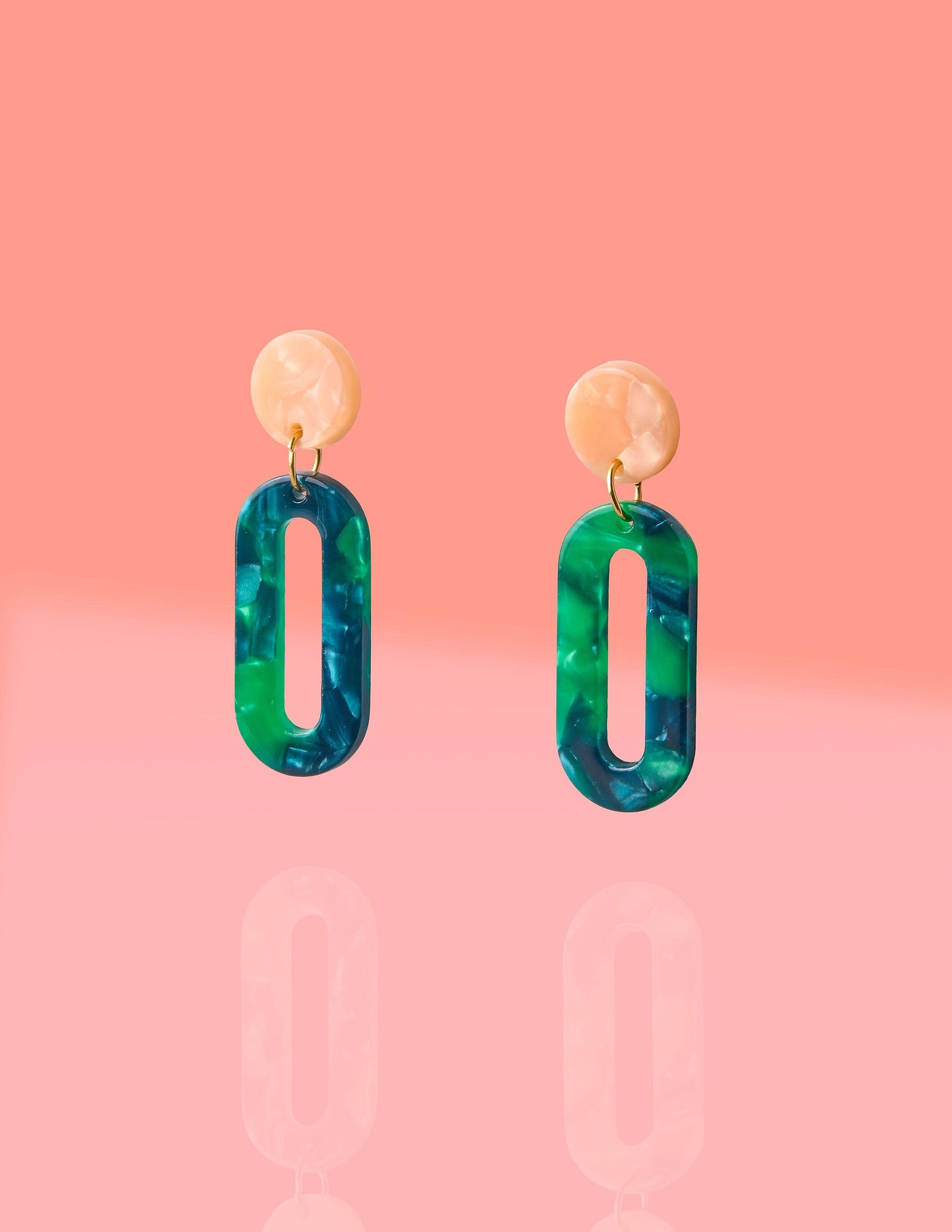 Fall Emerald Oval Resin Hoop