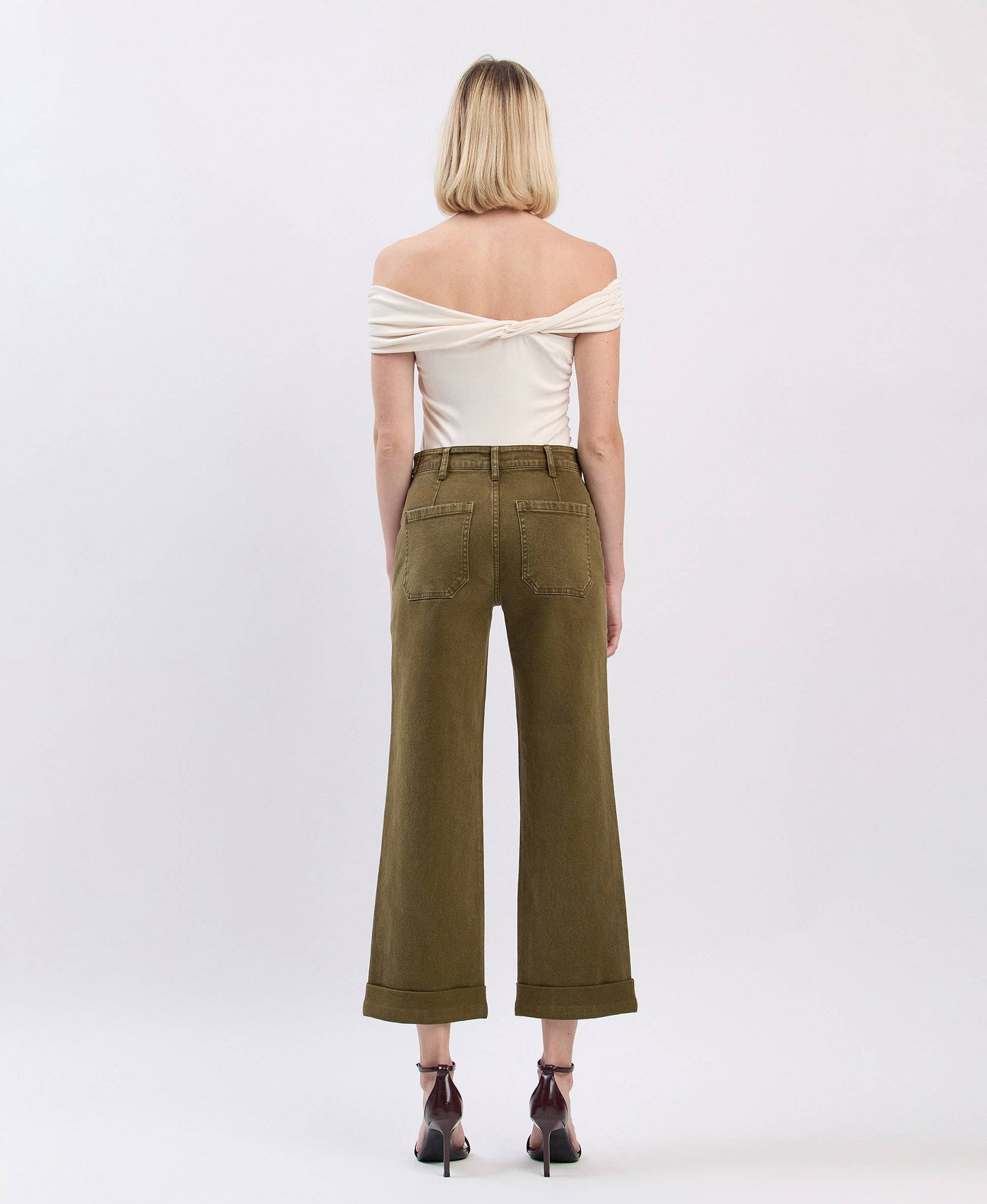 Jennifer Tab Waistband Cuffed Slim Wide