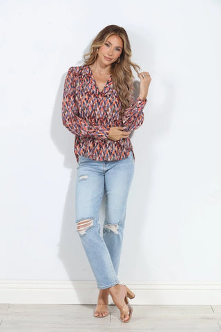 Kayce V Neck Puffed Sleeve Blouse