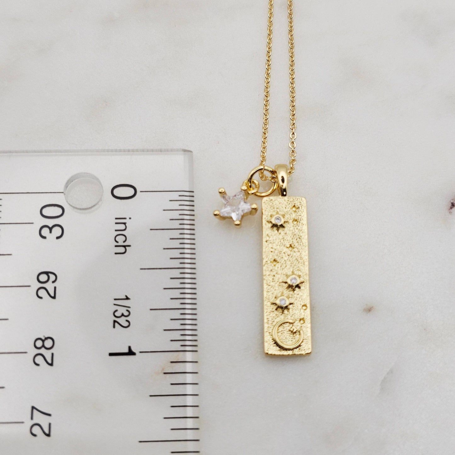 Stars and Moon Bar Necklace