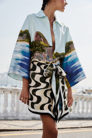 Copacabana Beach Multicolor Long Sleeve Kimono
