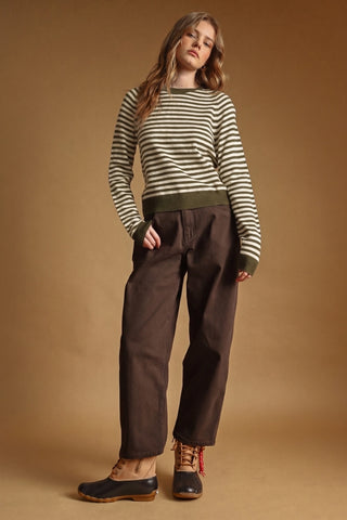 Striped Round Neck Sweater Top