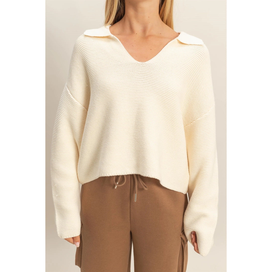 Textured Collared Pullover