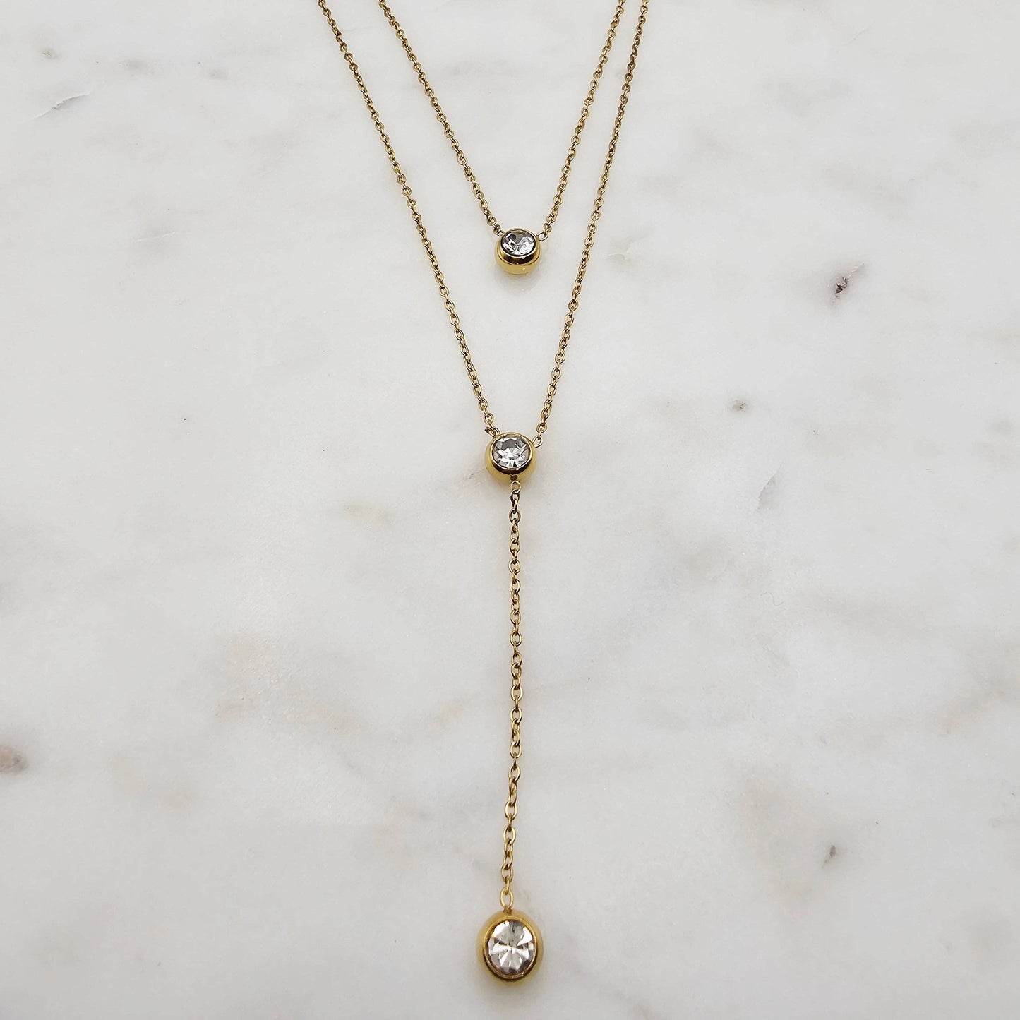 Double Layer CZ Circles Necklace