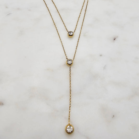 Double Layer CZ Circles Necklace
