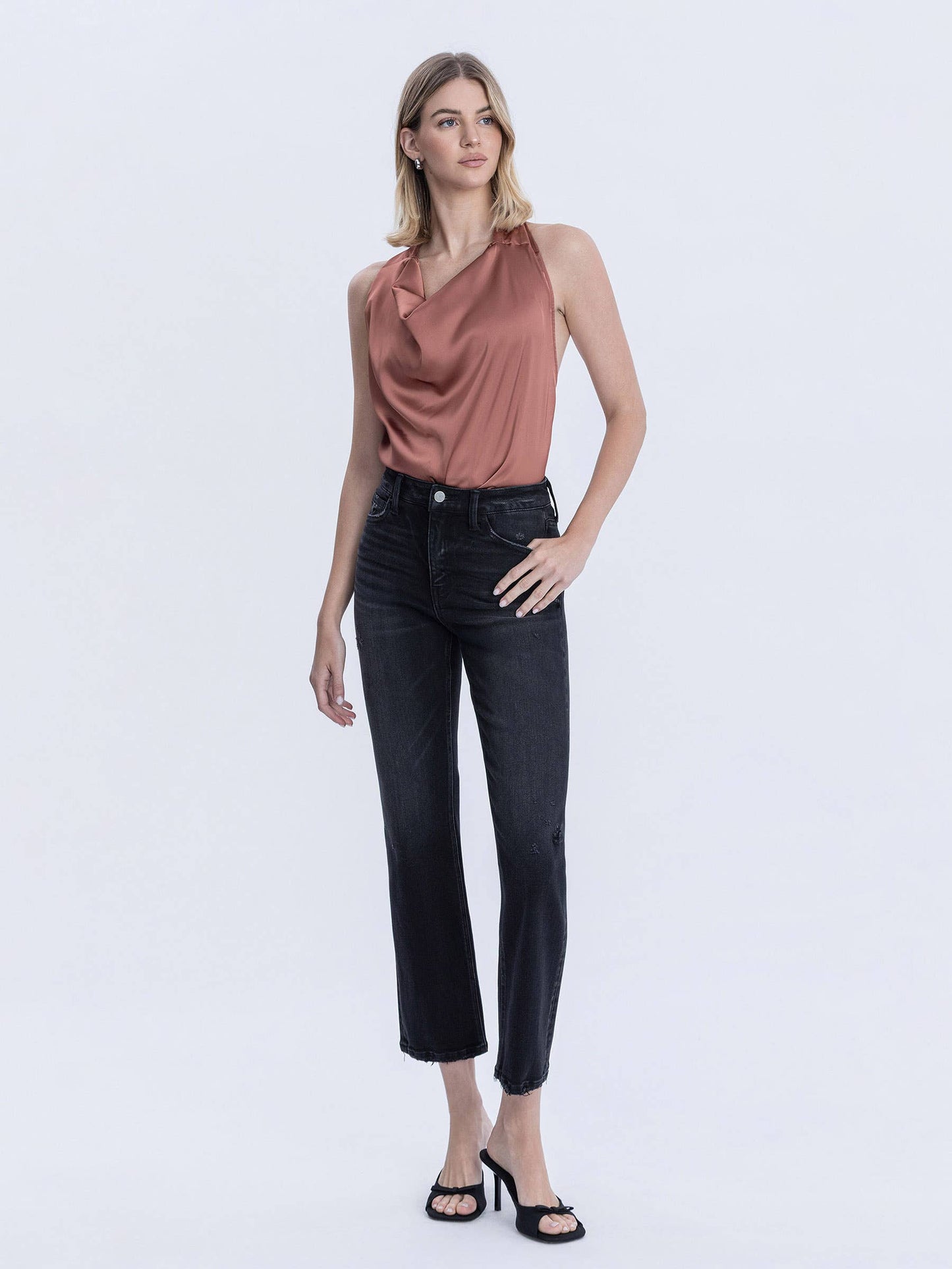 Olivia Mid Rise Ankle Straight Jeans