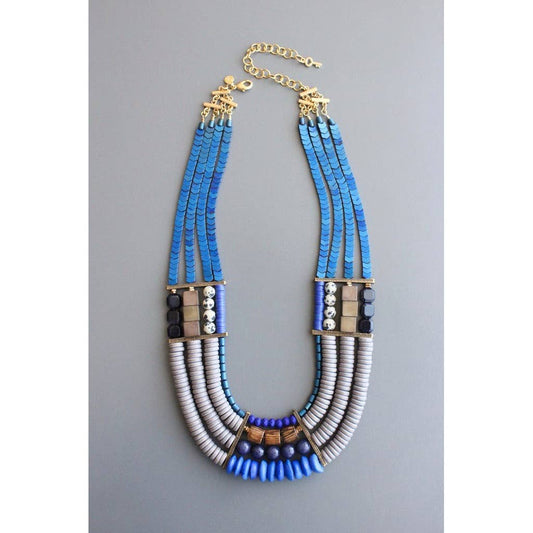 Elise Multi Layer Blue Necklace
