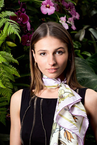 Orchid Symphony Silk Bandana Scarf