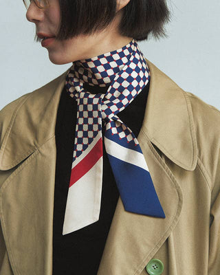 "Checkerboard" Silk Skinny Scarf
