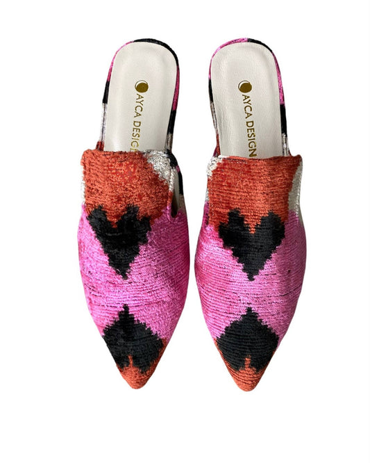 Silk Velvet Ikat Point Toe Slide