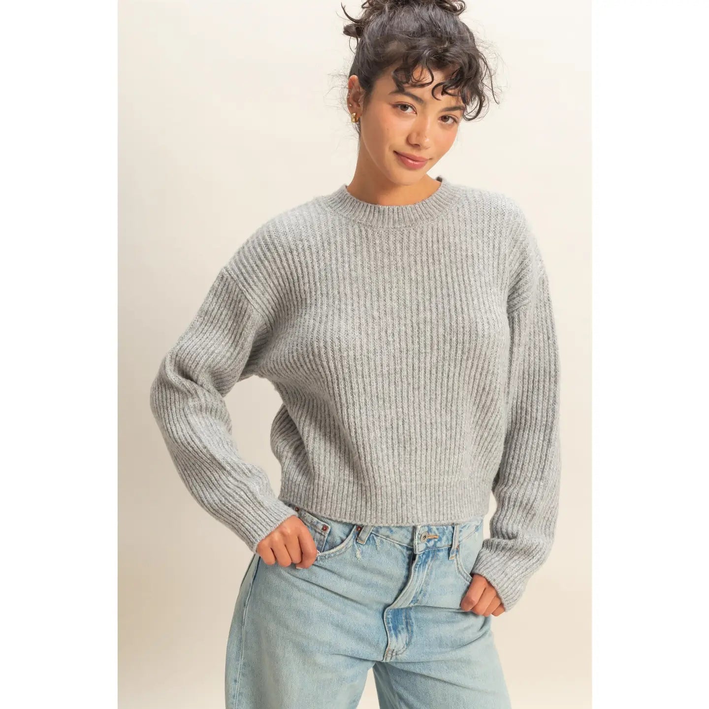 Ribbed Crew Neck Sweater