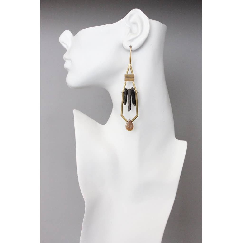 Quartz and fresh water pearl earrings