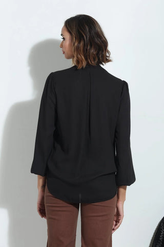 Black Split-Neck Blouse