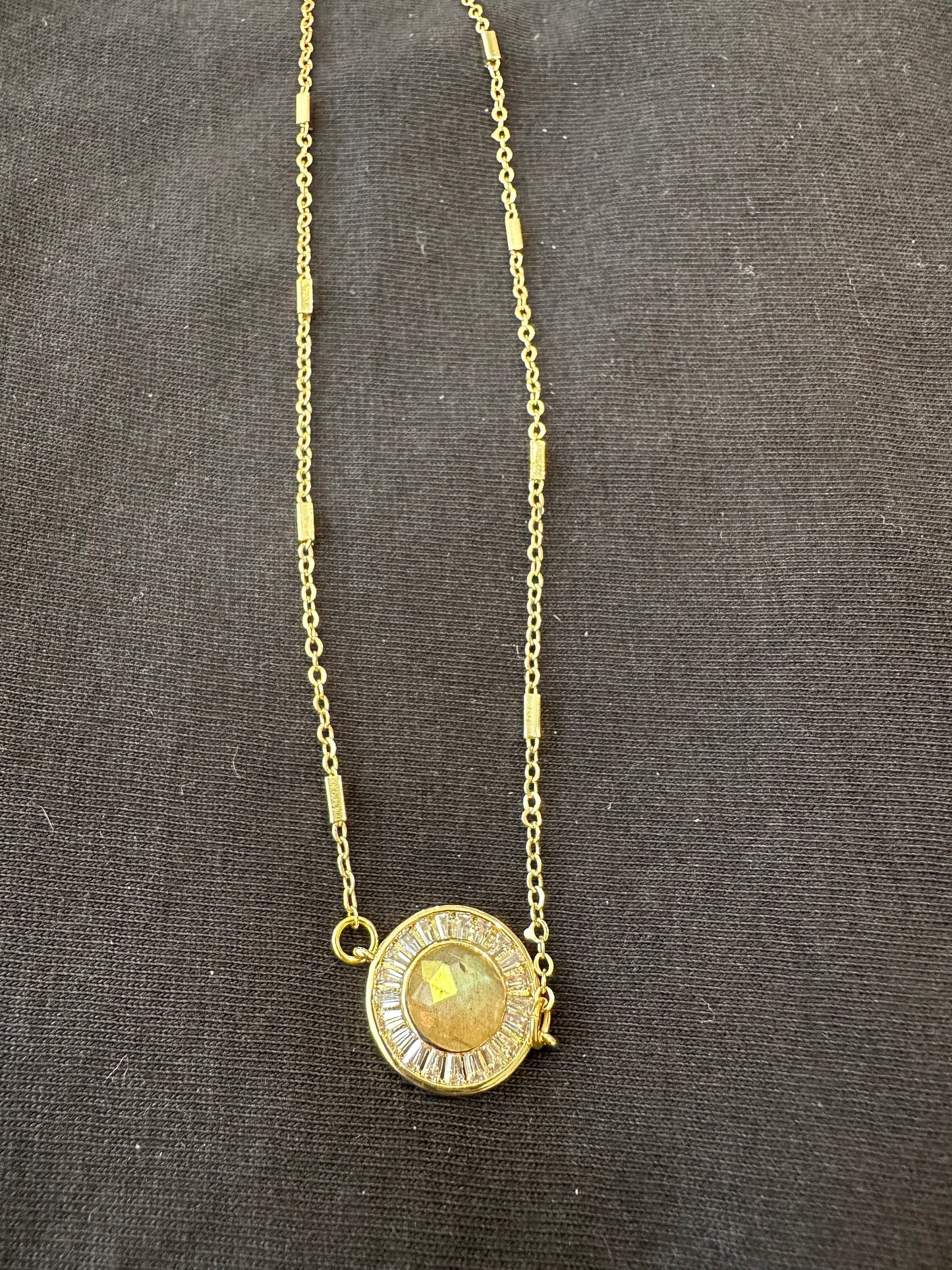 Labradorite Crystal Iris Gold Necklace