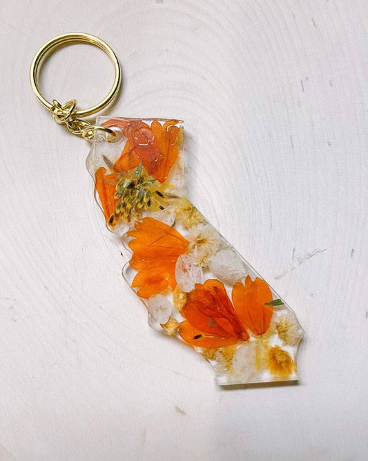 Resin Wildflower California Keychain