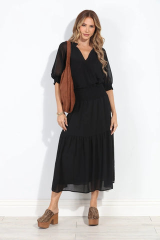 Black Split-Neck Blouse