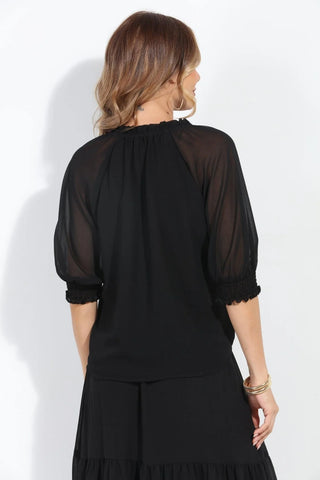 Black Split-Neck Blouse