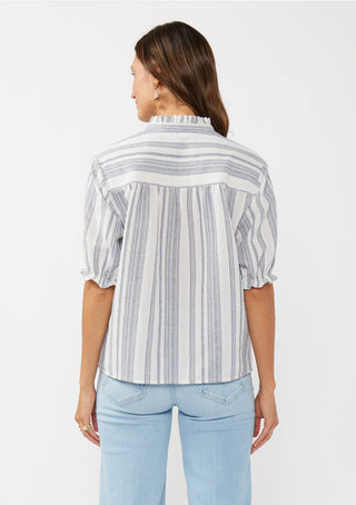 Yarn-Dyed Striped Neck Top