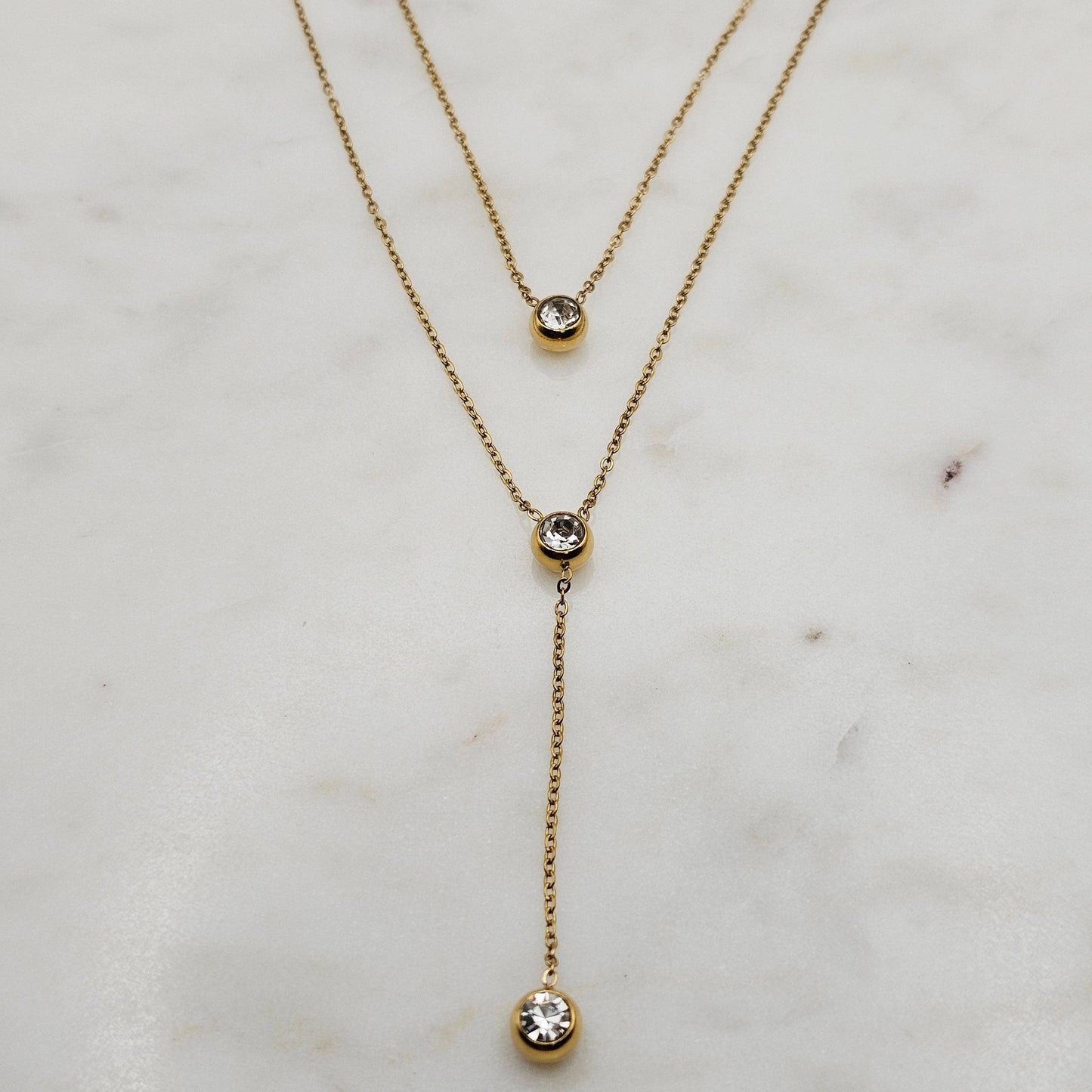 Double Layer CZ Circles Necklace