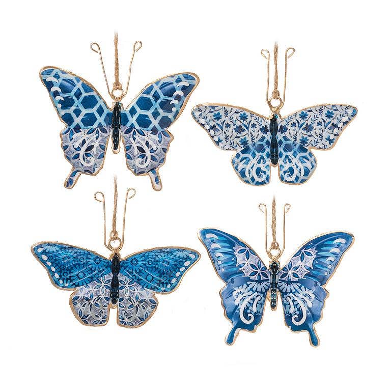 Blue/White Butterfly Ornament