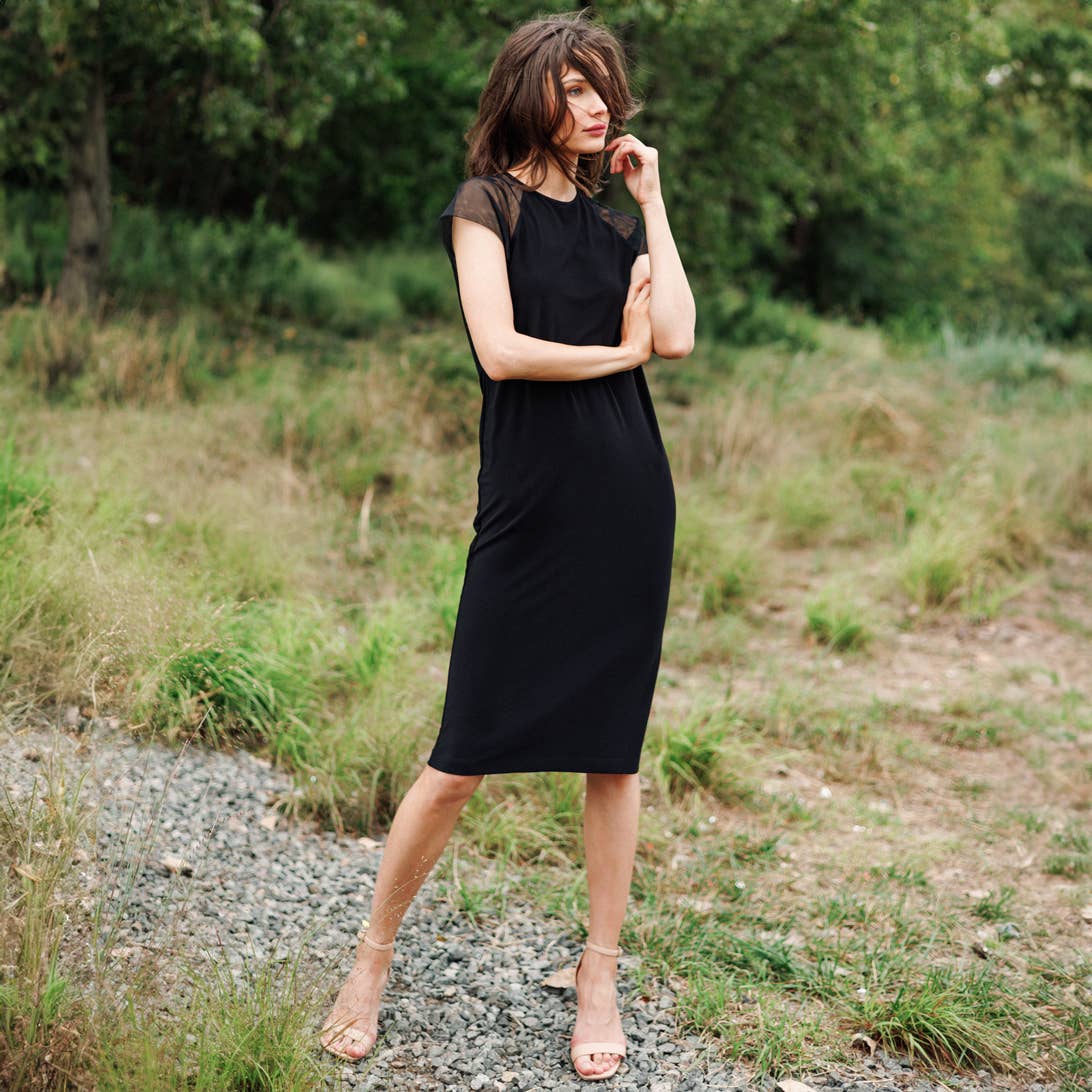 Mia Mesh Cap Sleeve Dress