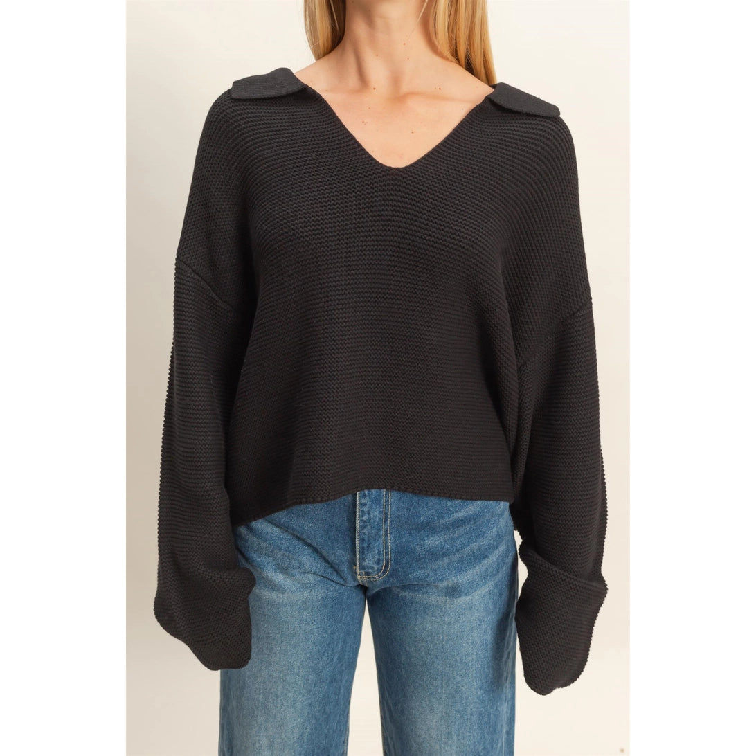 Textured Collared Pullover