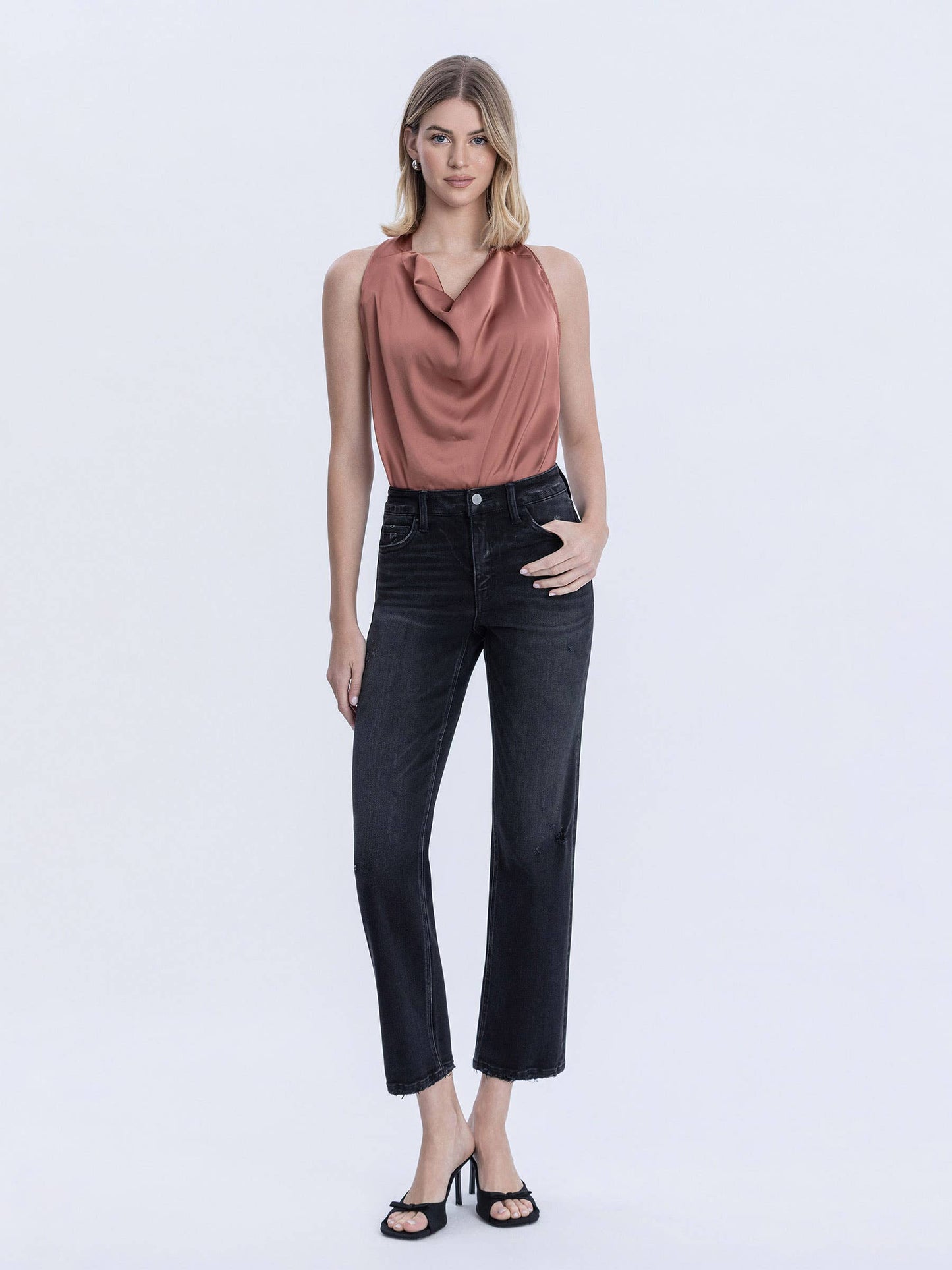 Olivia Mid Rise Ankle Straight Jeans