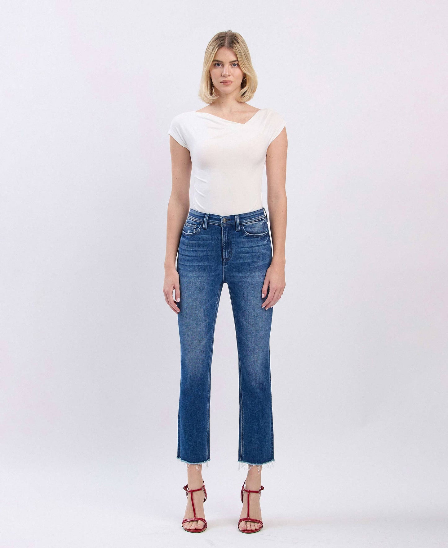 Heather Super High Rise Straight Jeans
