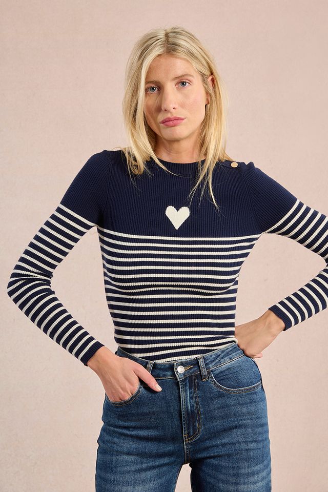 Eloise Striped Heart Sweater