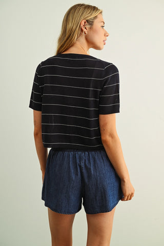 Stripe Cardigan With Top