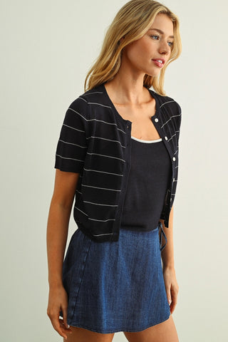 Stripe Cardigan With Top