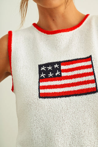 Contrasted Piping Flag Knitted Top