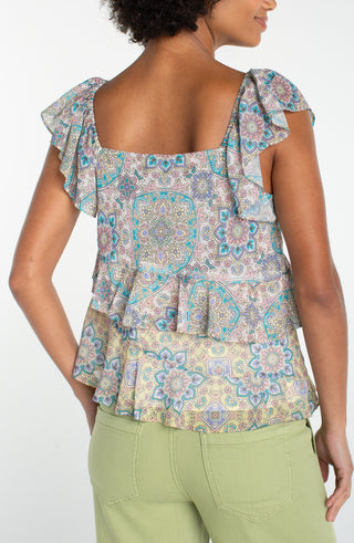 Flutter Slv Draped Wvn Blouse