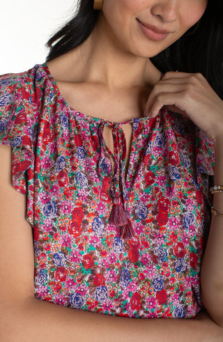 Flutter Slv Peplum Wvn Top W Ties