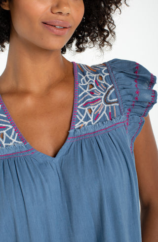 Flutter Slv V Neck Woven Dress
