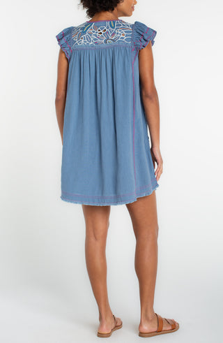Flutter Slv V Neck Woven Dress