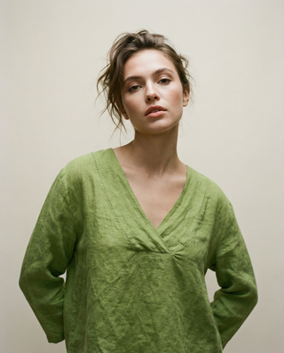 Savannah V Neck Linen Top