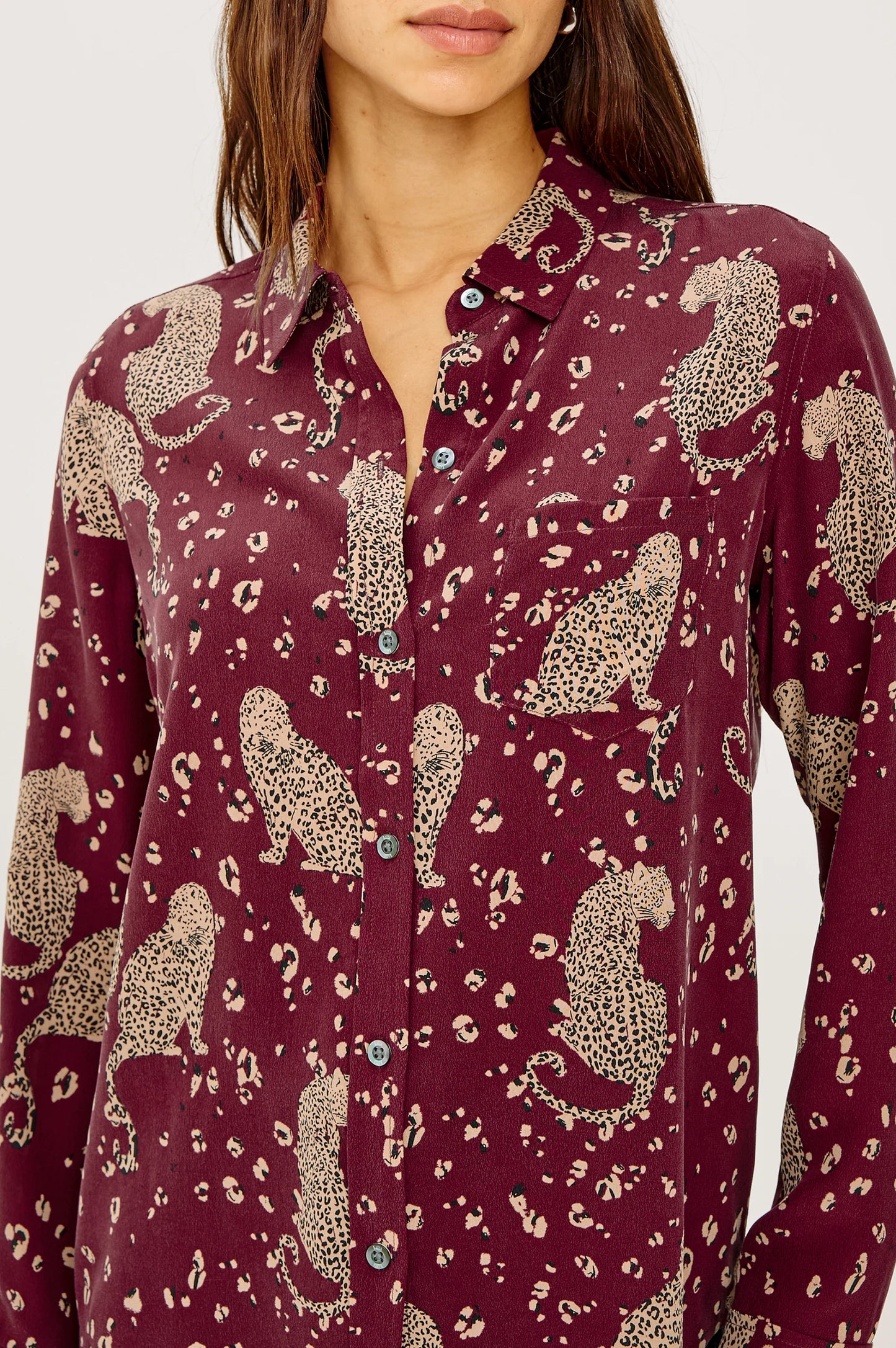 Kate Shirt Oxblood Leopard