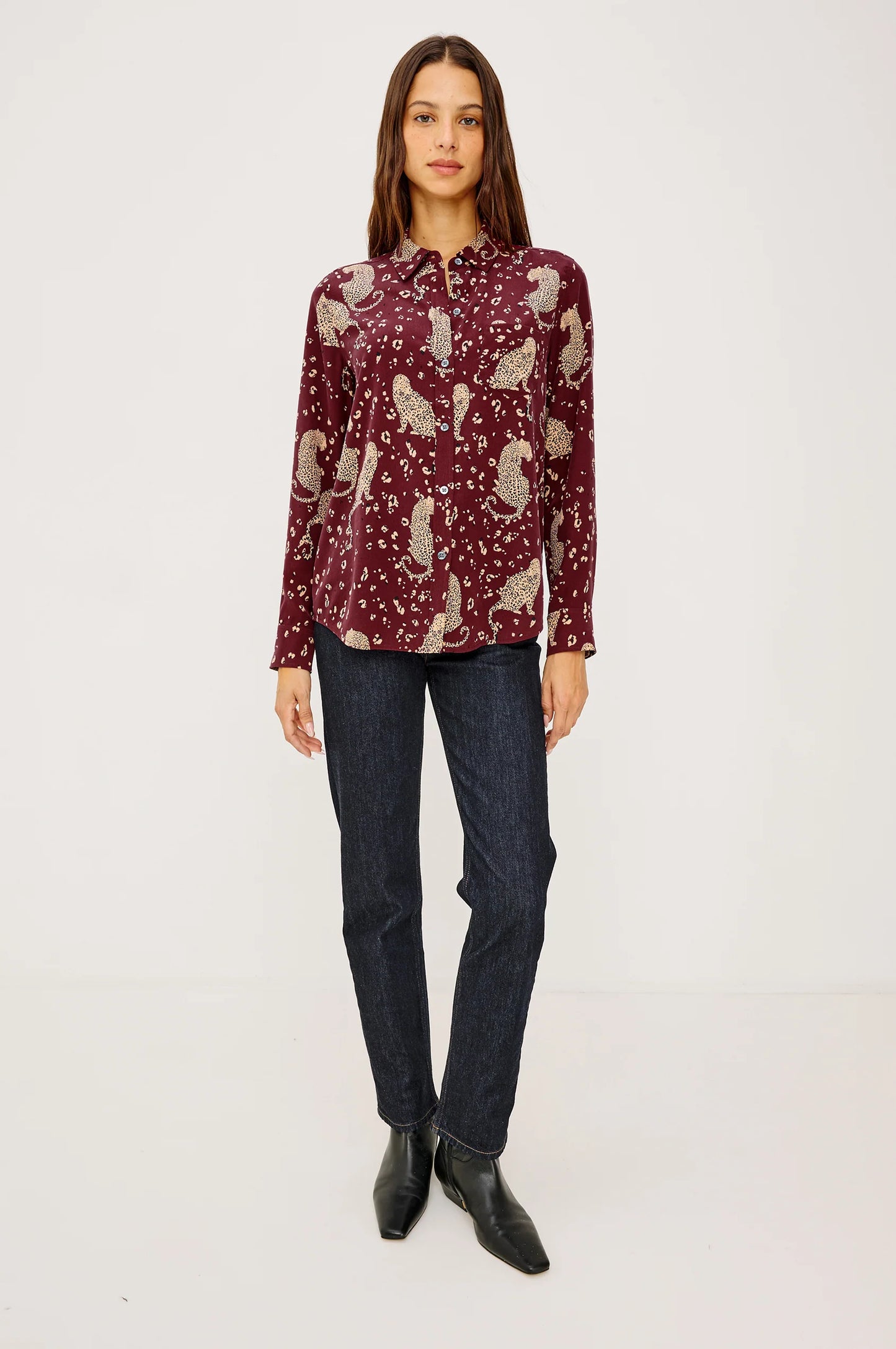 Kate Shirt Oxblood Leopard