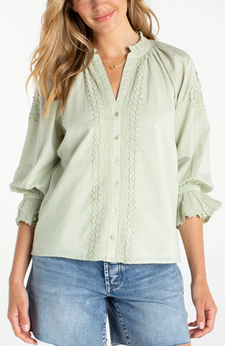 3/4 Sleeve Woven Top