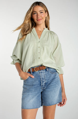 3/4 Sleeve Woven Top
