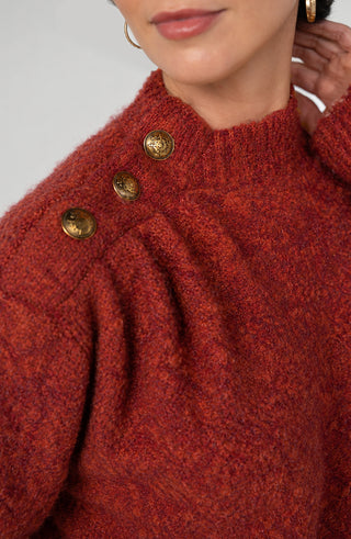 Buttoned Mock Neck Sweater
