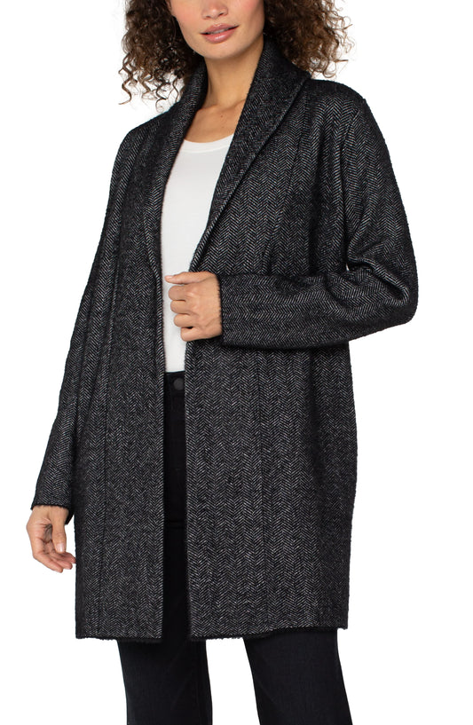 Long Sleeve Open Knit Shawl Sweater Coat